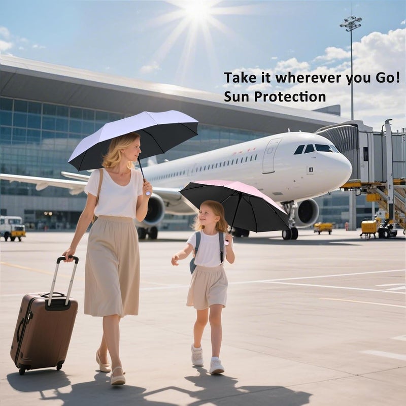 BAODINI Travel Essentials Mini Umbrella for Purse With Case Small Compact UV Sun Protection Lightweight Tiny Pocket Manual Open Close Umbrella for Women Kids and Men Fits Purse Backpack - Image 4